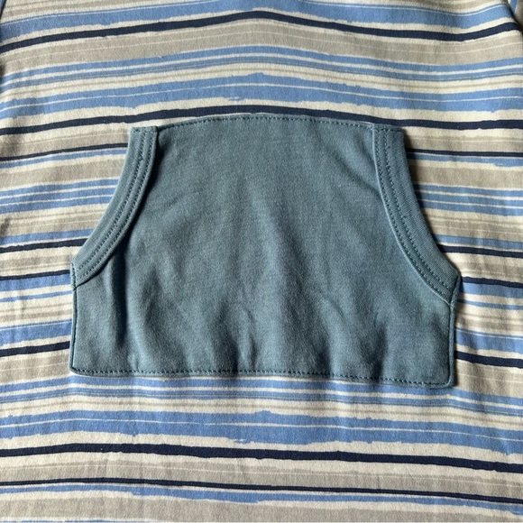 NWOT 100% Pima Cotton Feather Baby Hooded Striped Blue and White Kids Romper - Picture 3 of 5
